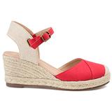 Brinley Co Comfort Womens Espadrille Ankle Strap Wedge Red, 7 Regular US screenshot. Shoes directory of Clothing & Accessories.