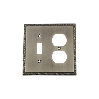 Nostalgic Warehouse 719839 Egg & Dart Switch Plate with Toggle and Outlet Antique Pewter