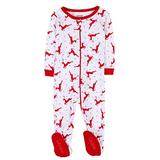 Leveret Kids White Reindeer Baby Boys Girls Footed Pajamas Sleeper Christmas Pjs 100% Cotton (Size 1 screenshot. Sleepwear directory of Clothes.