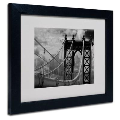 Manhattan Bridge by Yale Gurney Canvas Artwork in Black Frame, 11 by 14-Inch