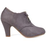 Brinley Co. Womens Vintage Round Toe High Heel Lace-up Faux Suede Booties Grey, 11 Wide Width US screenshot. Shoes directory of Clothing & Accessories.