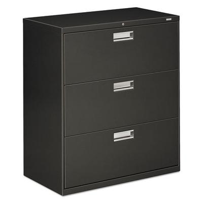 HON Brigade 3-Drawer Filing Cabinet - 600 Series Lateral Legal or Letter File Cabinet, Charcoal (H68