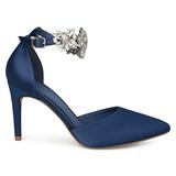 Brinley Co. Womens Lizzie Satin Pointed Toe Rhinestone Ankle Strap D'Orsay Stiletto Heels Navy, 8.5 screenshot. Shoes directory of Clothing & Accessories.