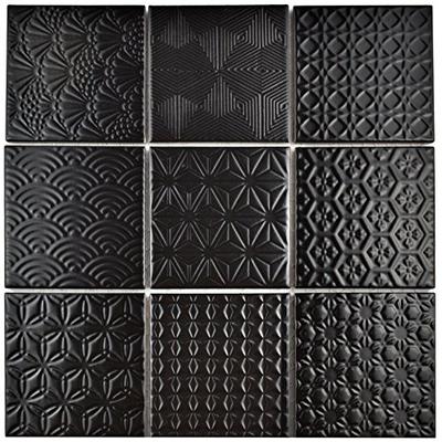SomerTile FTC4SPBK Espirit Porcelain Mosaic Floor and Wall Tile, 11.625" x 11.625", Black