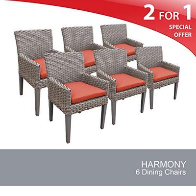 TK Classics Oasis 6 Piece Dining Chairs with Arms, Tangerine