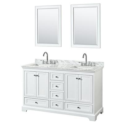 Wyndham Collection WCS202060DWHCMUNSM24 Deborah Double Vanity Set 60" White