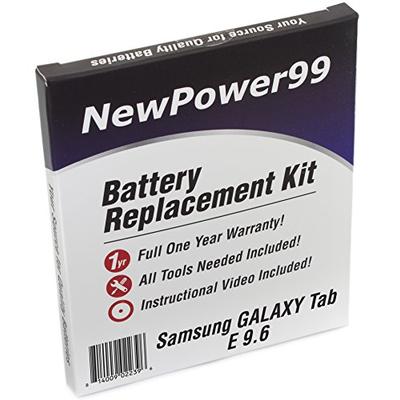 NewPower99 Battery Replacement Kit for Samsung Galaxy Tab E 9.6 with Video Installation DVD, Install
