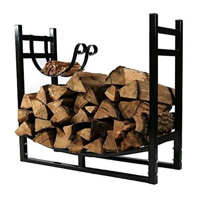 Sunnydaze Indoor/Outdoor Firewood Log Rack with Kindling Holder, Fireplace Wood Storage Stand, 33 In