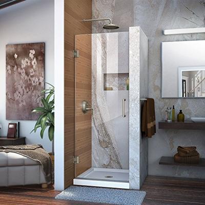 DreamLine Unidoor 23 in. W x 72 in. H Frameless Hinged Shower Door, Clear Glass, in Brushed Nickel,