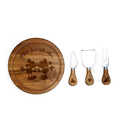 Disney Classics Mickey and Minnie Mouse Brie Acacia Wood Cheese Board Set with Cheese Tools