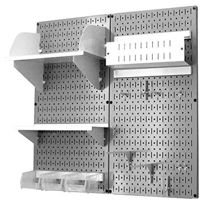 Wall Control 30-CC-200 GW Hobby Craft Pegboard Organizer Storage Kit with Gray Pegboard and White Ac