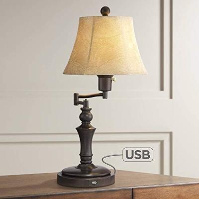 Corey Traditional Desk Table Lamp Swing Arm with Hotel Style USB Charging Port Bronze Metal Faux Lea
