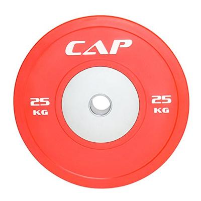 CAP Barbell Olympic Rubber Bumper Plate with Steel Hub 2" (Single), Red, 25 kg