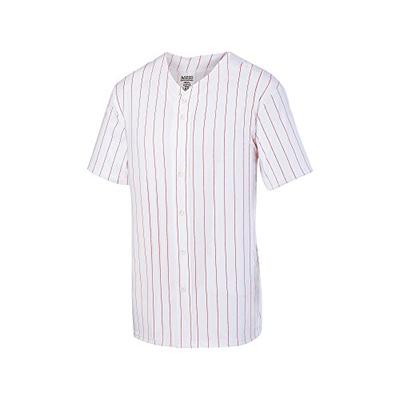 Augusta Sportswear Men's Pinstripe Full Button Baseball Jersey L White/Red