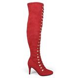 Brinley Co. Womens Regular and Wide Calf Vintage Almond Toe Over-The-Knee Boots Red, 10 Wide Calf US screenshot. Shoes directory of Clothing & Accessories.