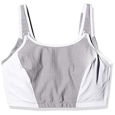 Glamorise Women's Plus Size Full Figure Adjustable Wirefree Sport Bra #1251, White/Grey