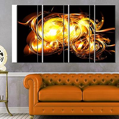 Designart MT14155-271 Abstract Fractal Fire on Black - Large Abstract Glossy Metal Wall Art,Black,48