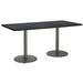 30" x 72" Pedestal Table with Graphite Nebula Top, Round Silver Base