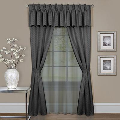 Achim Home Furnishings Fairfield Window in a Bag, 55 63-Inch, Burgundy, Charcoal