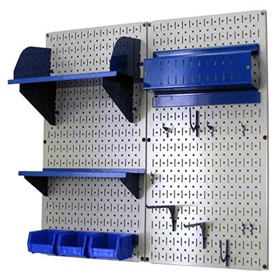 Wall Control 30-CC-200 GBU Hobby Craft Pegboard Organizer Storage Kit with Gray Pegboard and Blue Ac