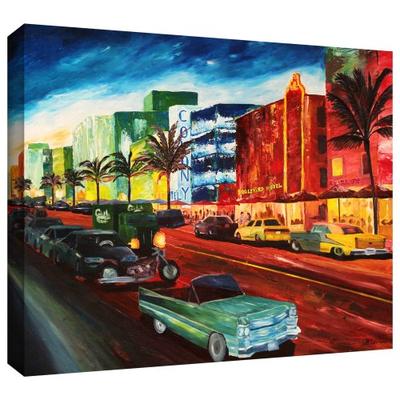 ArtWall Martina and Markus Bleichner 'Miami Ocean Drive' Gallery-Wrapped Canvas Artwork, 18 by 24-In