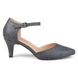 Brinley Co. Womens Faux Leather Comfort Sole D'Orsay Ankle Strap Almond Toe Heels Grey, 7 Regular US screenshot. Shoes directory of Clothing & Accessories.