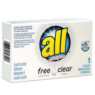 All VEN2979351 Free Clear He Liquid Laundry Detergent, Unscented, 1.6 Oz Vend-Box, 100 Per Carton